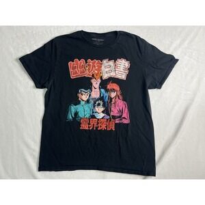 Funimation Yu Yu Hakusho Yusuke Kuwabara Kurama Hiei Black Graphic Crew Neck T-…